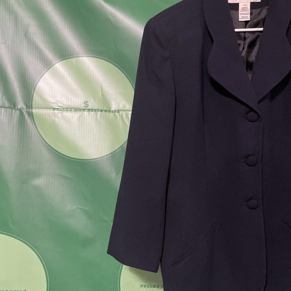 JONES NEW YORK Women's button front relaxed blazer in NAVY  Size 14 - VGUC - Picture 2 of 9